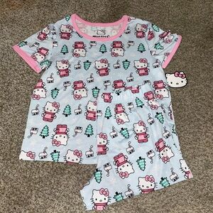 Hello Kitty Christmas Pajama Set in Blue and Pink